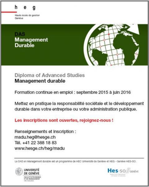 Ouverture des inscriptions au DAS Management durable 