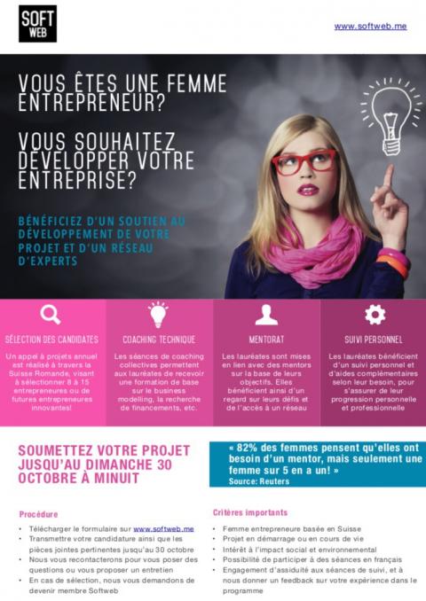 Mentorat pour femmes entrepreneurs: appel à projets annuel