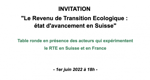 [TABLE-RONDE] Le Revenu de Transition Ecologique : état d'avancement en Suisse @L'ESPACE
