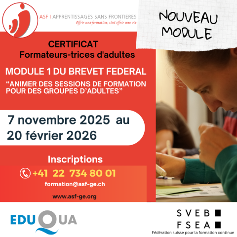 [FORMATION] Formation de formateurs-trices d’adultes – Certificat FSEA FFA CF-AF Module 1 : Animer des sessions de formation pour des groupes d’adultes