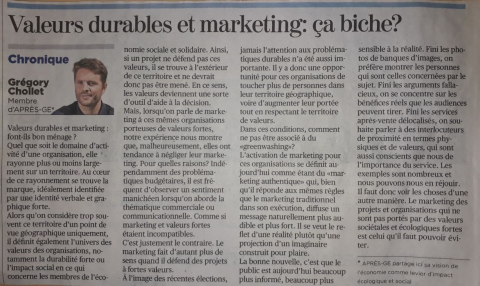 "Valeurs durables et marketing font-ils bon ménage?" - Article de Grégory Chollet