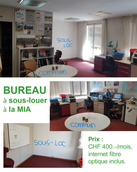 Bureau à sous-louer à la MIA : ADAP cherche des sous-locataires
