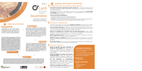 Gouvernance - fiche synthétique des bonnes pratiques