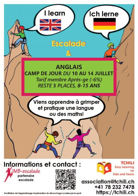 LAST MINUTE : 3 PLACES ENCORE DISPONIBLES - CAMP LEARN&CLIMB -10 AU 14 JUILLET