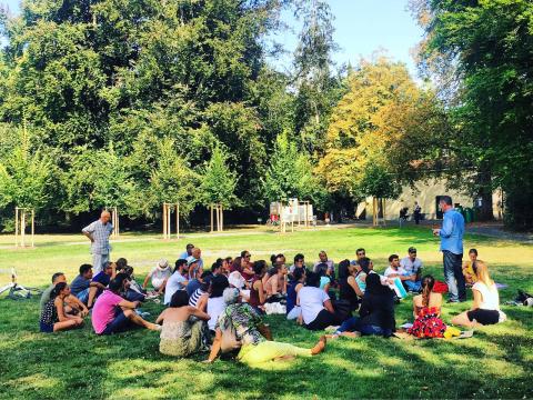 Cours de français au parc