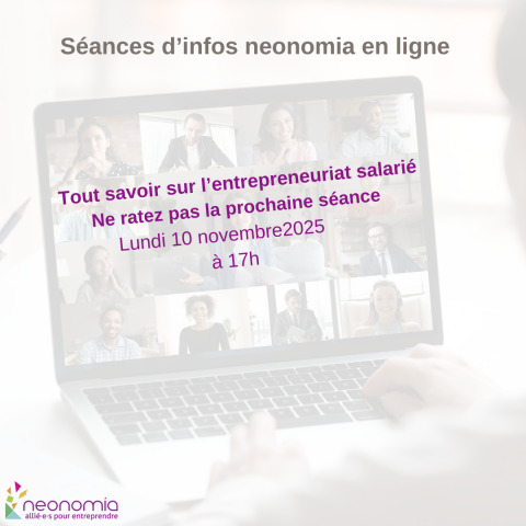Prochaine séance d’info en ligne sur neonomia  : lundi 10 novembre 2025 à 17h00