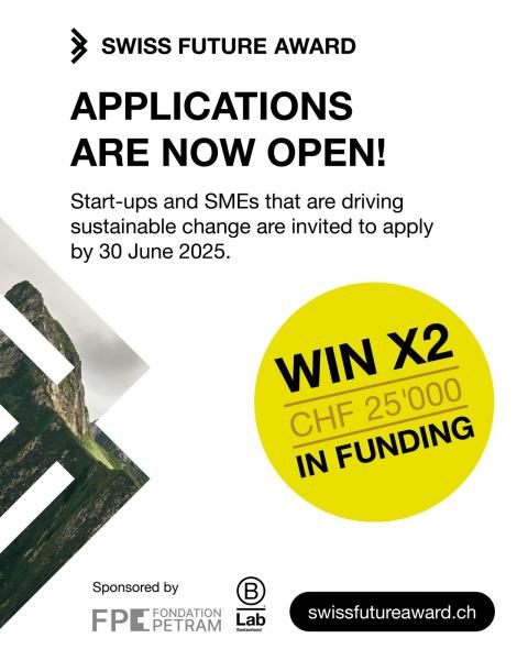 Candidatures ouvertes pour le Swiss Future Award 2025